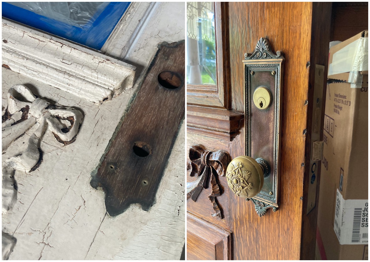 Meticulously restored door hardware